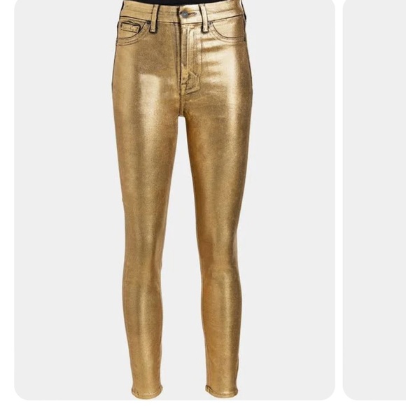 7 for all mankind high waist ankle skinny gold pants 👖 - Picture 2 of 5